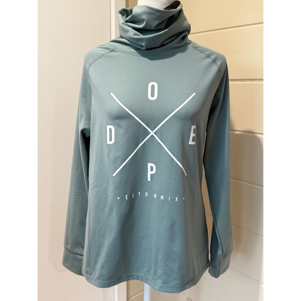 Dope Snuggle FW21 Lined Funnel Neck Ski Sweater Sage Green Fleece Medium